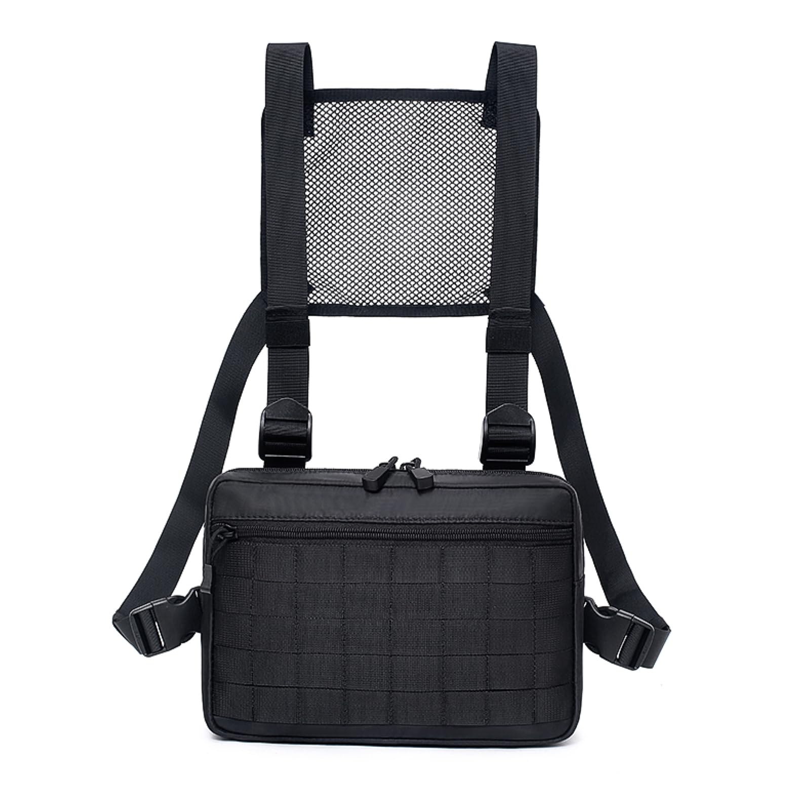 Azarxis Tactical Chest Rig Adjustable Molle Chest Front Bag Pack Shoulder Bag, Hip Hop Streetwear Functional Vest Pouch (Black)