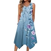 Zeagoo Womens Casual Dress for Summer Tank Dress Loose Flowy Beach Dress with Pockets Hankerchief Flare Midi Sundress 2026