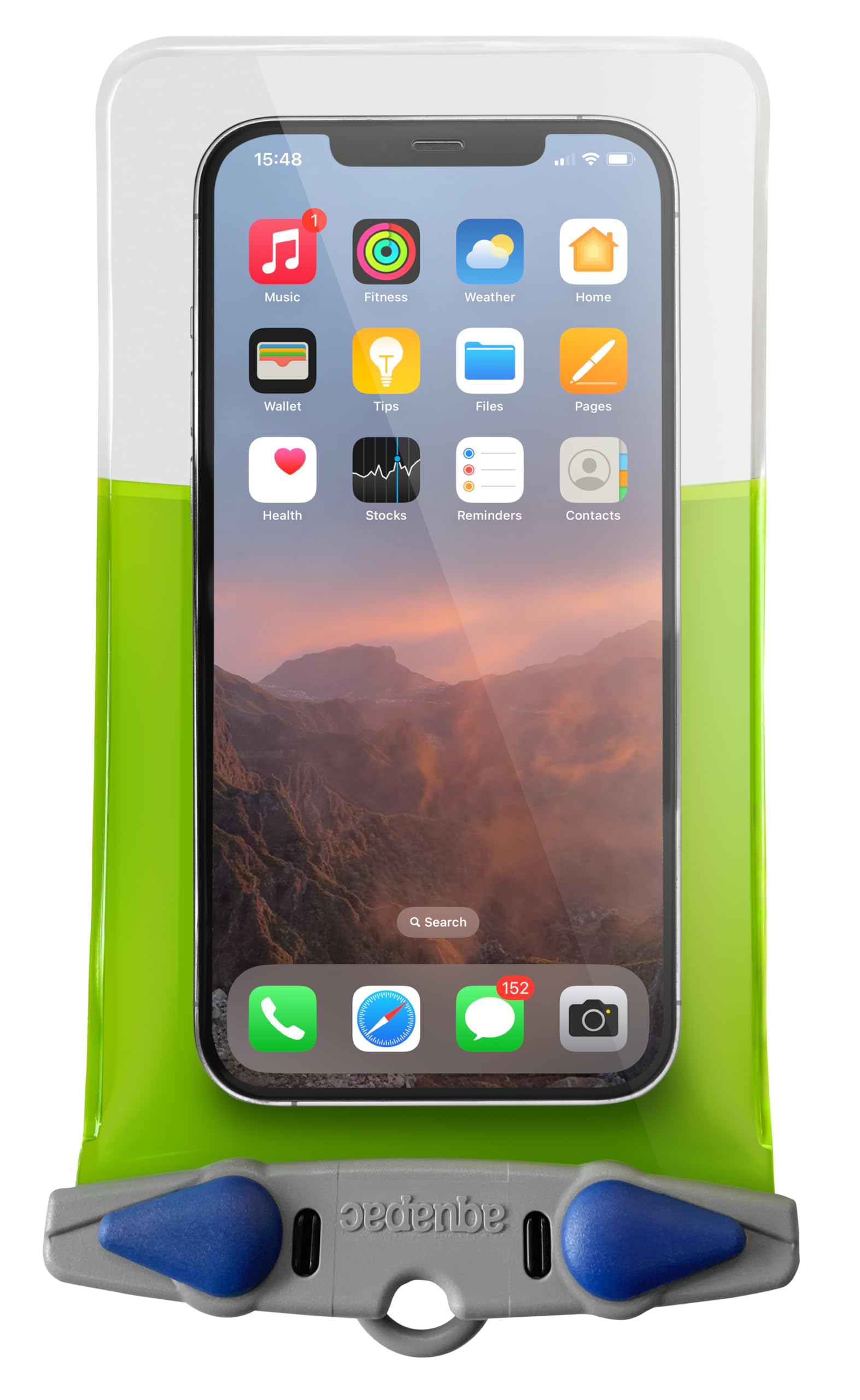 Aquapac Waterproof Phone Case, Medium, Lime Green, Lanyard, iPhone and Android, Made in The UK, Hiking, Mountain Biking, Running Accessory, Floating, 5 Year Warranty. IPX8 certified to 30 ft.