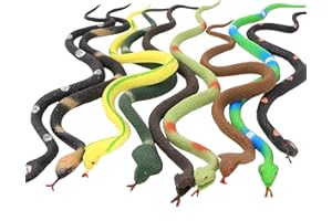 Yeonha Toys 9 Pcs Realistic Rubber Snake Toy Set, Waterproof Super Stretches Material TPR, Snake Figure Keep Birds Away Bathtub Garden Props Rainforest Reptile Fake Soft Touch Snake Toy