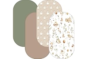 Mindsoft 4 Pack Goose Bassinet Sheets 32 x 16 x 4 Inches Bassinet Sheets Universal Fitted for Baby Neutral Stretchy Fitted Si