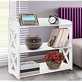 YCICI White Bookcase by Natural Wood, 4 Tier Bookshelf, Small Book Shelves Freestanding Display Storage Shelves. Open Bookshelf for Bedroom, Living Room and Office (White, 3 Tier)