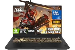 ASUS TUF Gaming F17 Laptop, 17.3" 144Hz Display, Intel Core 5 210H, NVIDIA GeForce RTX 3050, Backlit Keyboard, 16GB RAM 512GB
