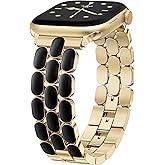 Wearlizer Metal Band Compatible with Apple Watch Bands for Women 40/38/41/42/44/45/46/49mm, Enamel Stainless Steel Strap for iWatch Series 11-1 SE/Ultra