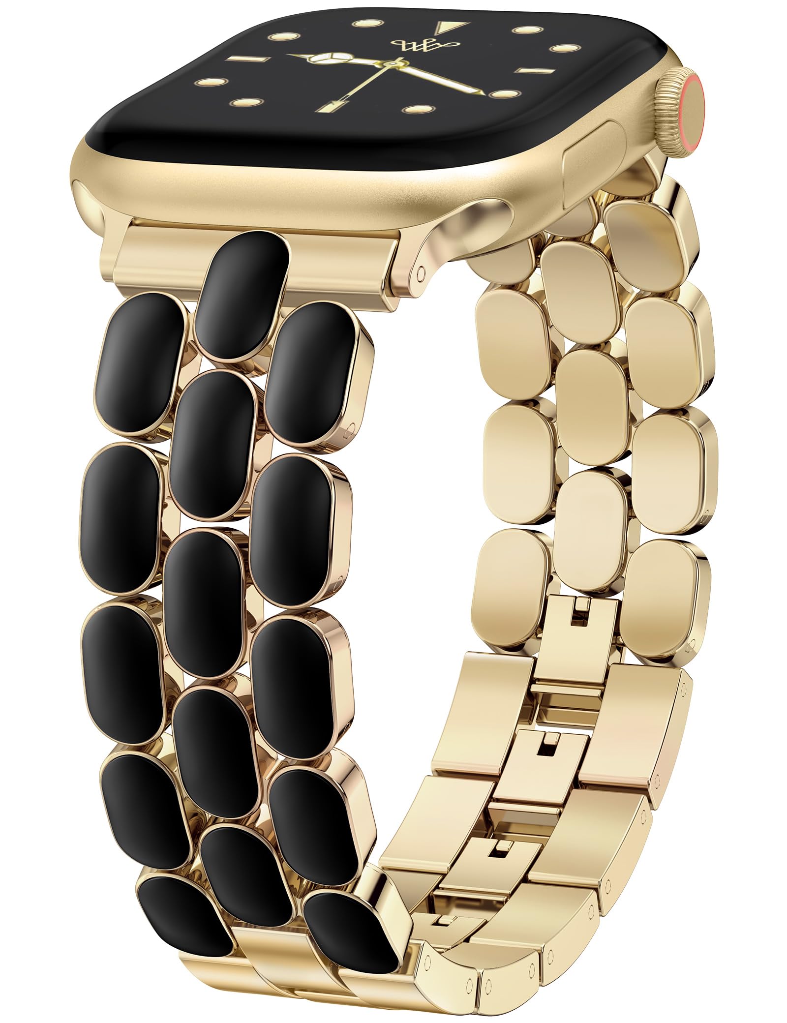 Photo 1 of Wearlizer Metal Bracelet Compatible with Apple Watch Bands for Women 40/38/41/42mm (Series 11/10), Gold Dressy Designer Jewelry Enamel Stainless Steel Strap for iWatch Band SE Series 9/8/7/6/5/4/3/2/1