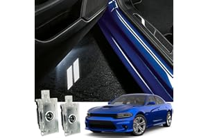 JUNMEI 2pcs Never Fade Door Light Led Logo for Dodge Charger Daytona Hellcat All Car Models Projector Ghost Shadow Puddle Courtesy Step Lights (White)