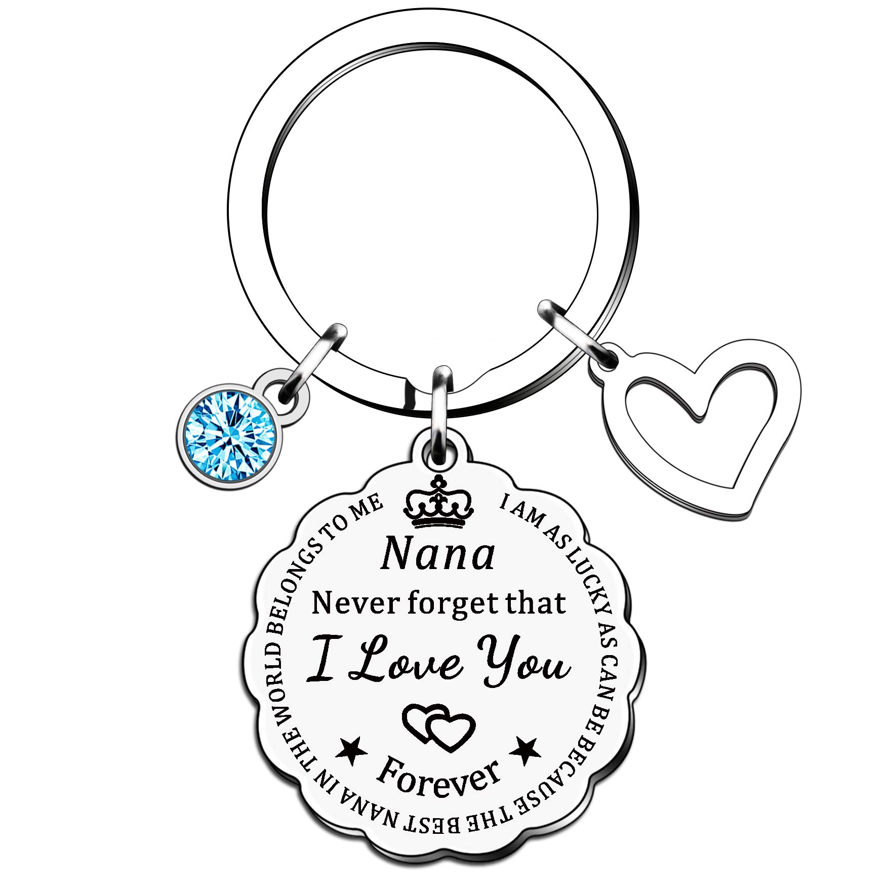 SMARGO Best Nana Keyring Nanny Grandma Birthday Christmas Presents from Grandchildren Grandson Granddaughter Lettering Keychain I Am As Lucky As Can Be The Best Nana in The World Belongs to Me
