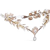 MOSTORY Gold Fairy Flower Headband - Renaissance Leaf Crown Woodland Elf Headpiece Forest Floral Tiara for Women Renfaire Halloween Cosplay Fantasy Photography