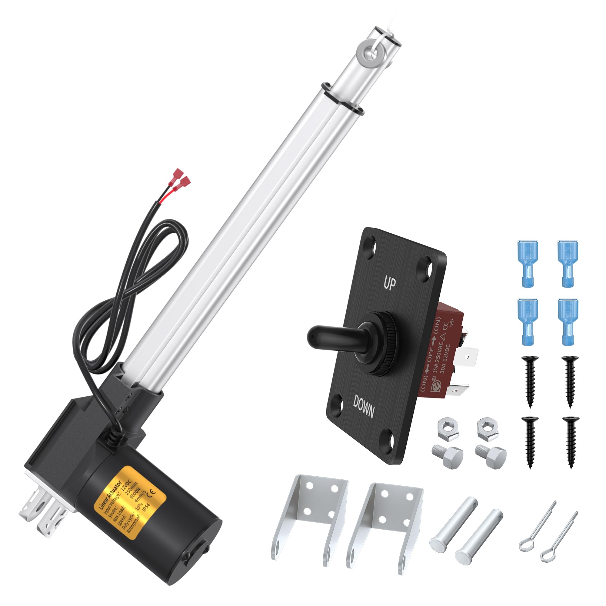 Photo 1 of 12V Linear Actuator, 10 Inch Stroke Heavy Duty Electric Actuator 6000N/1320lb with Manual Switch Controller IP54 Waterproof