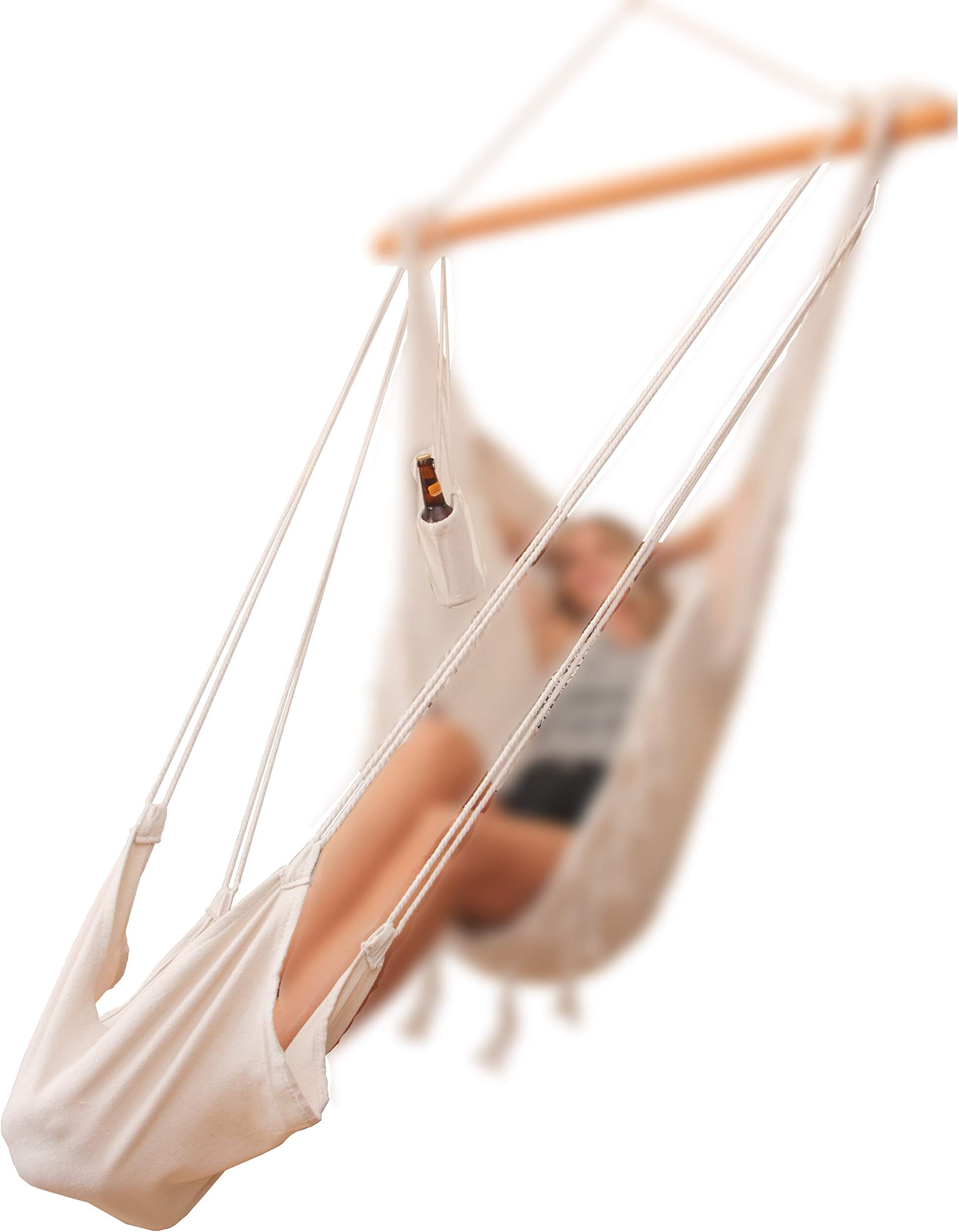 despatio Footrest & Drink Holder Hanging Hammock Chair Accessories, Comfy Cotton Rope Foot Hanger + Cup Holder for Hammock Swing Chairs, Great Addition to Hammock Chair Seats for Relaxing Your Feet