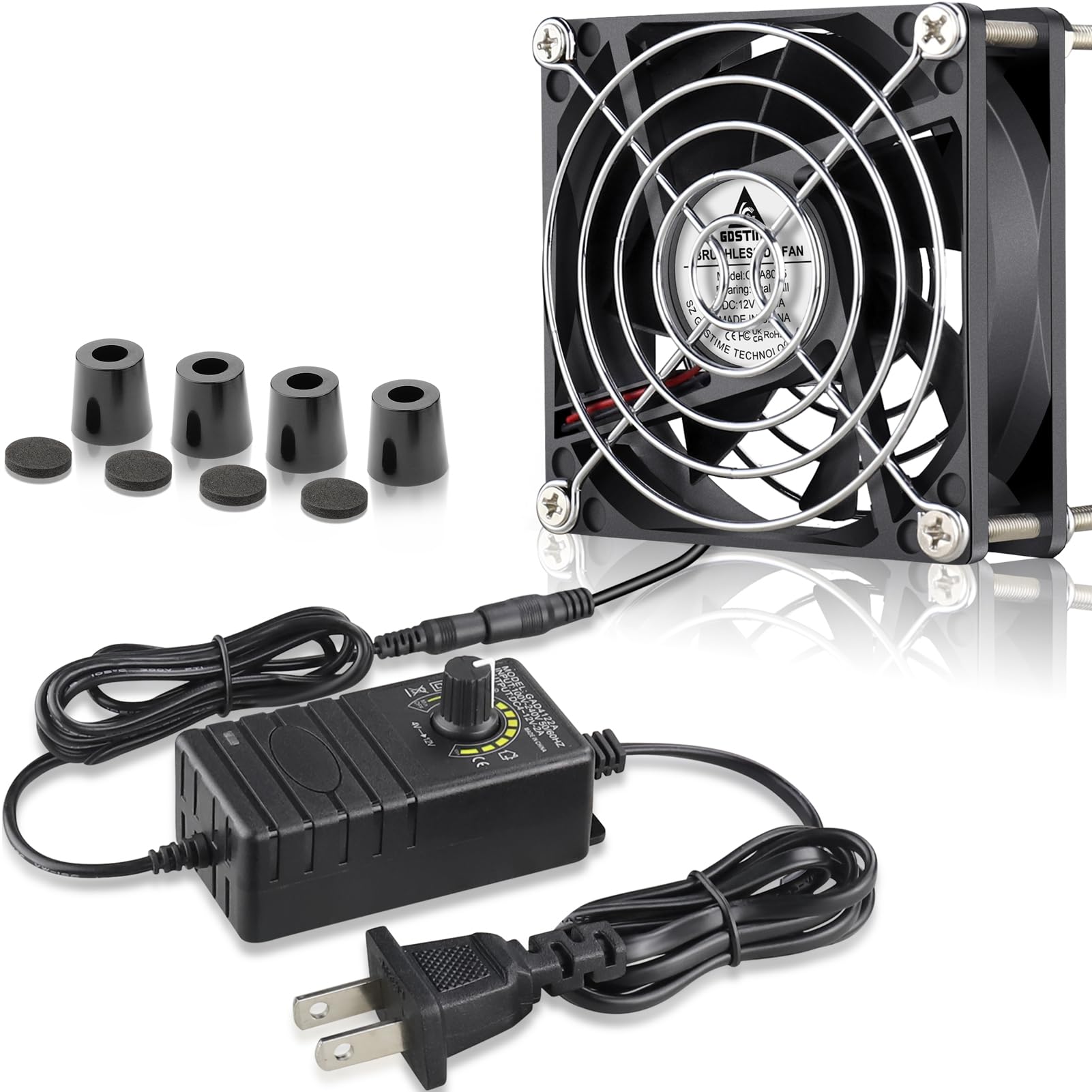 Mua GDSTIME 80mm x 25mm Computer Fan with AC Plug, 100V-240V Variable ...