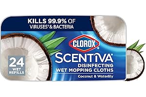 CLOROX Scentiva Disinfecting Wet Mopping Cloths, Coconut and Waterlily, 24 Refills (Pack May Vary)