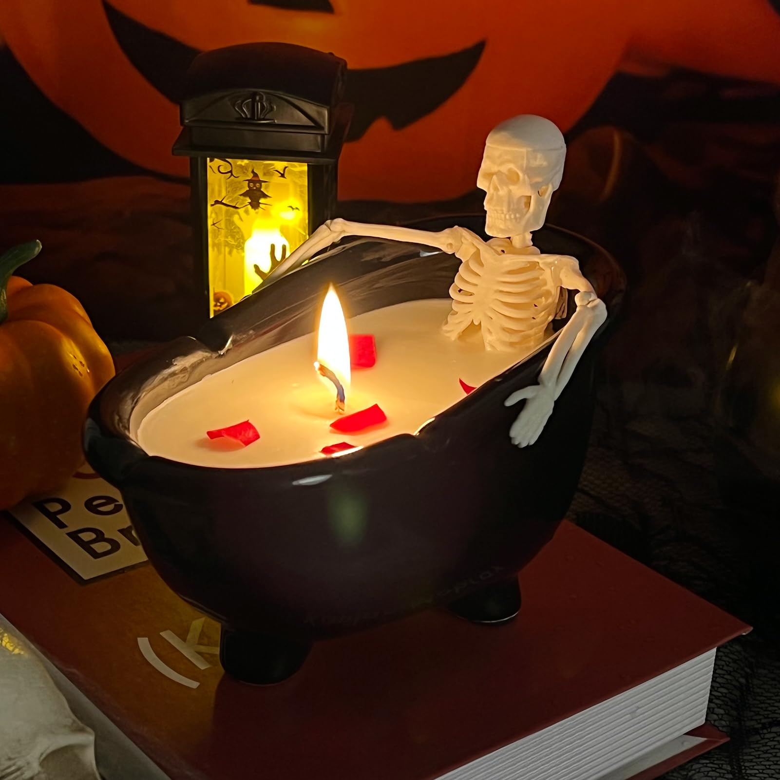 Photo 1 of Halloween Decorations - Halloween Skeleton Candles - Skeleton Designs for Milk Bath - Novelty Designs Rose Petals - Perfect for Halloween Indoors Home Holiday Parties