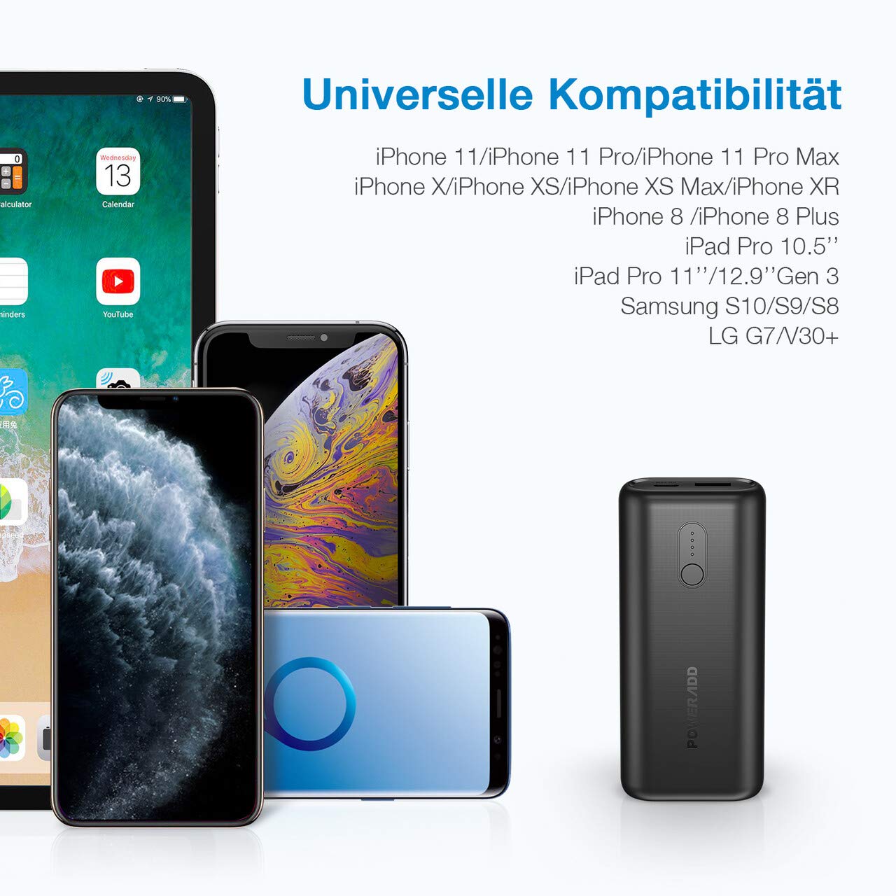 POWERADD EnergyCell 10000mAh Powerbank mit Power Delivery: schnelles Laden für iPhone Samsung Huawei ipad klein und tragbar