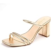 Miorap Square Open Toe Heels for Women Strappy Chunky Block Heeled Wedding Comfort Dressy Slides Sandals
