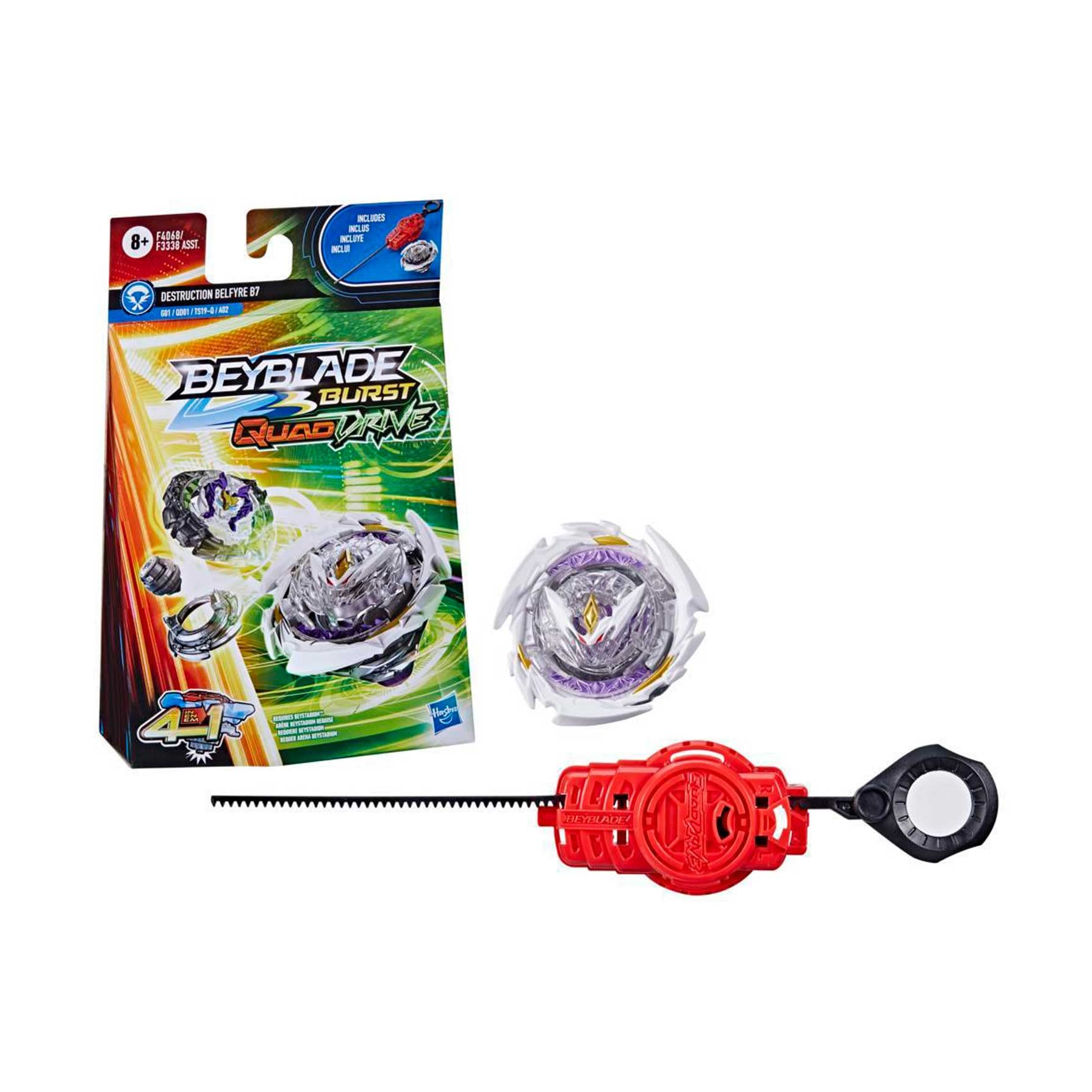 Hasbro Beyblade Burst QuadDrive Destruction Belfyre B7 Spinning Top Starter Pack - Battling Game Top Toy with Launcher