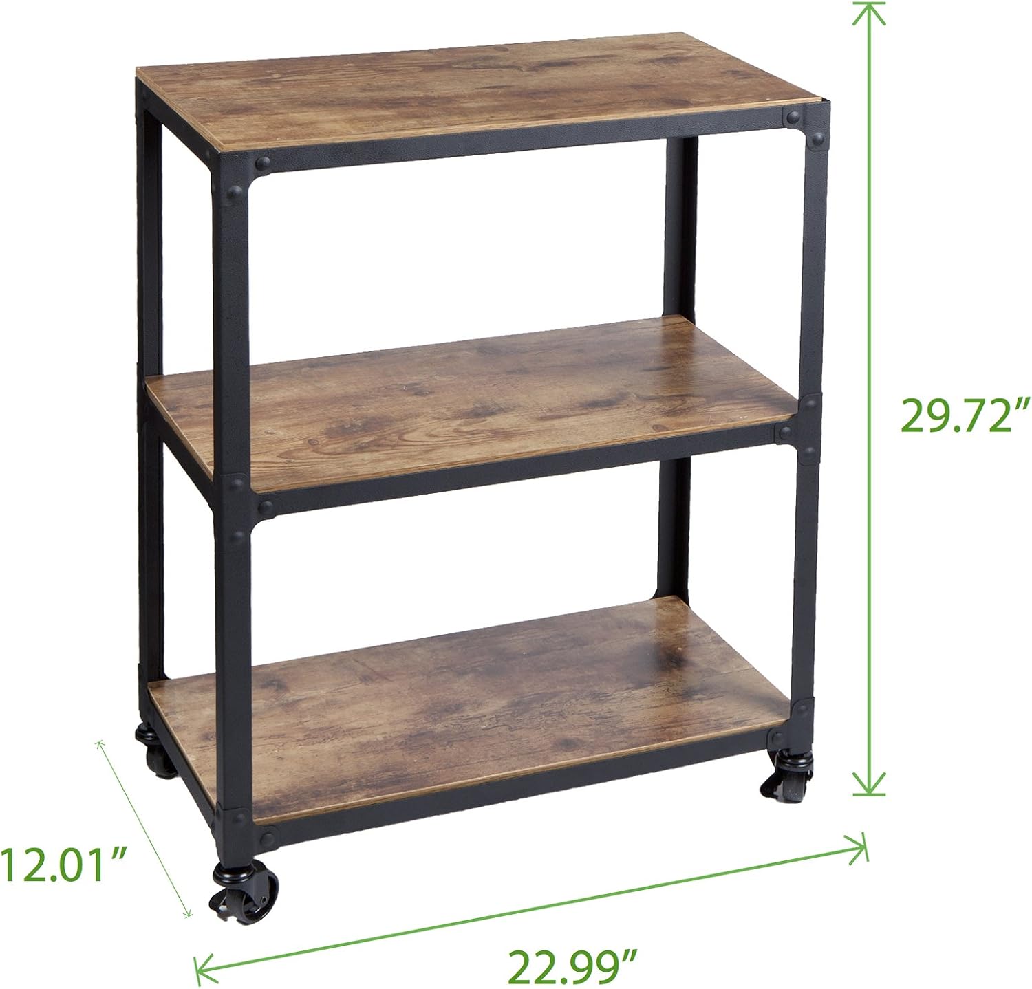 Mind Reader Charm 3 Tier Wood/Metal Untility Cart, Black/Brown: Home & Kitchen