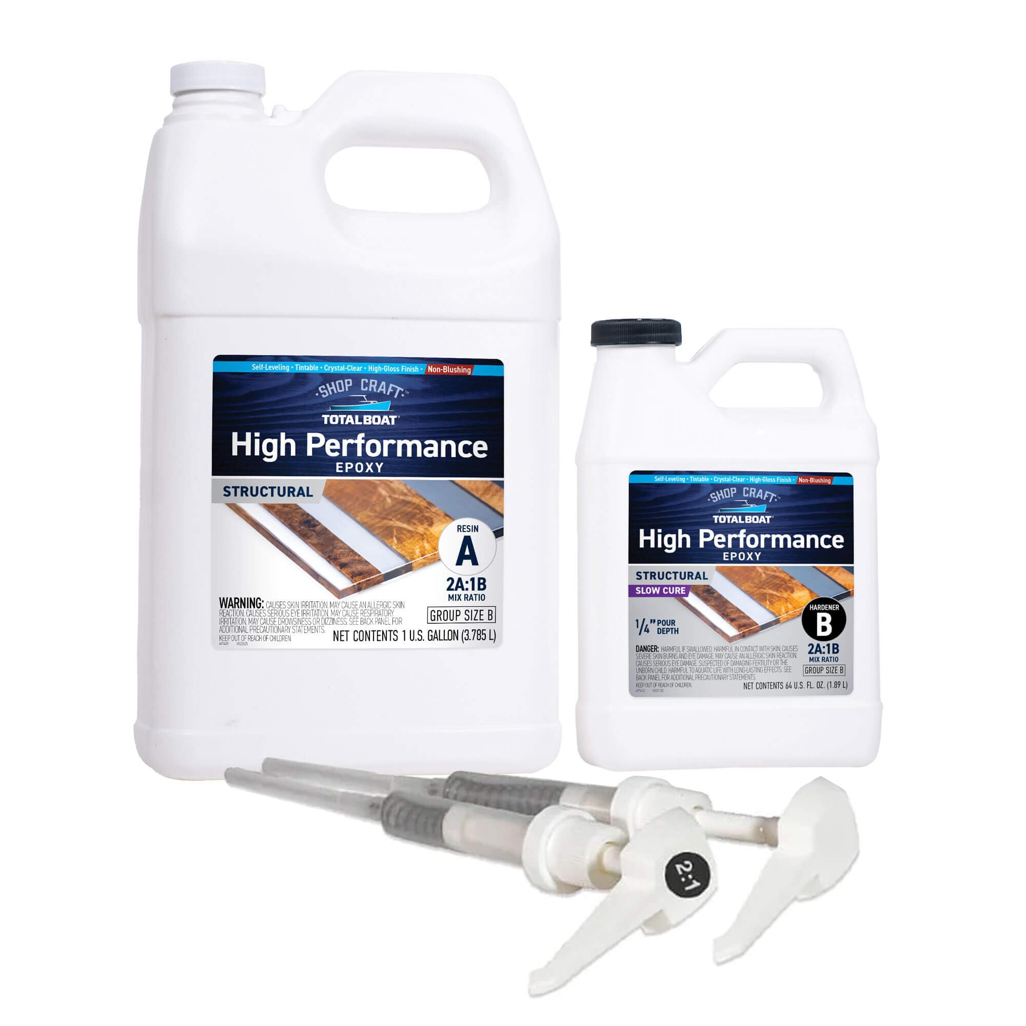 TotalBoat High Performance Epoxy Kit, Crystal Clear Marine Grade Resin and Hardener for Woodworking, Fiberglass and Wood Boat Building and Repair (1.5 Gallon, Slow)