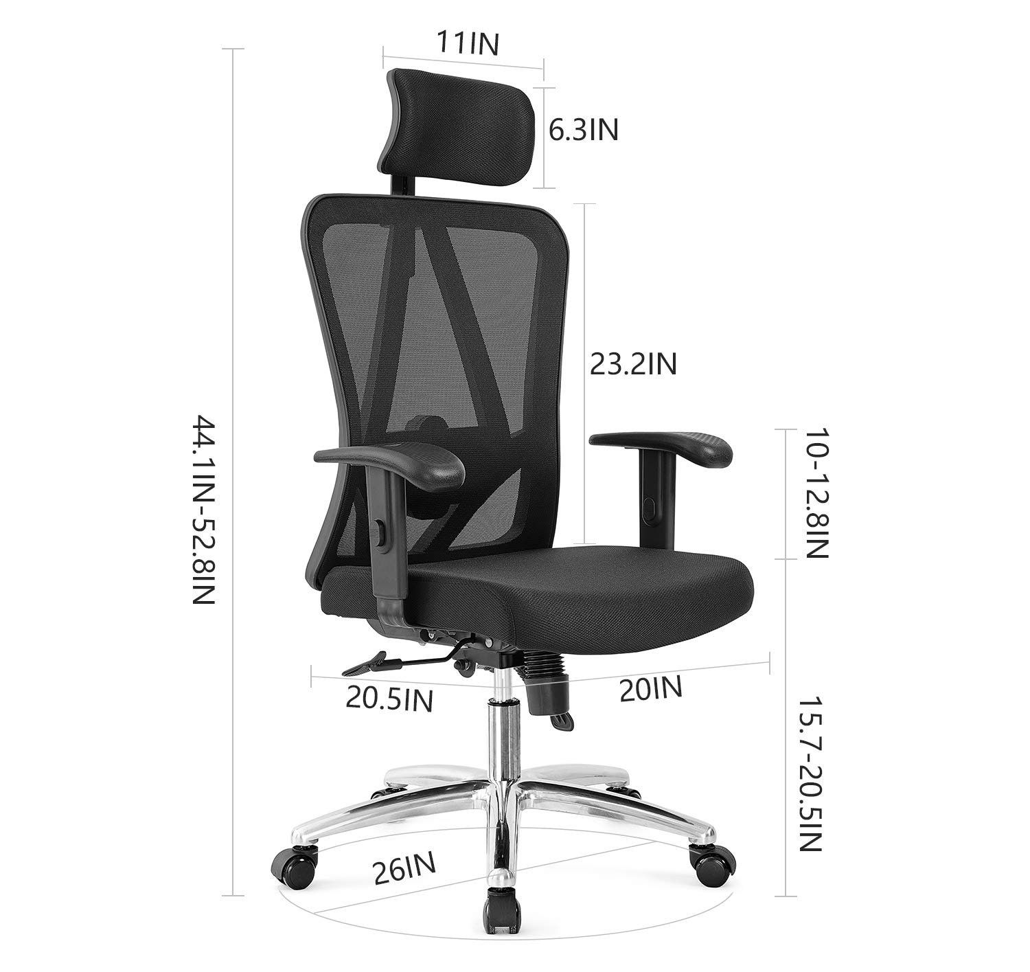 Ticova Ergonomic Office Chair with Adjustable Headrest, Armrest and