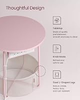 VASAGLE Round Side Table with Charging Station Jelly Pink Cream White LET228R03 view 6
