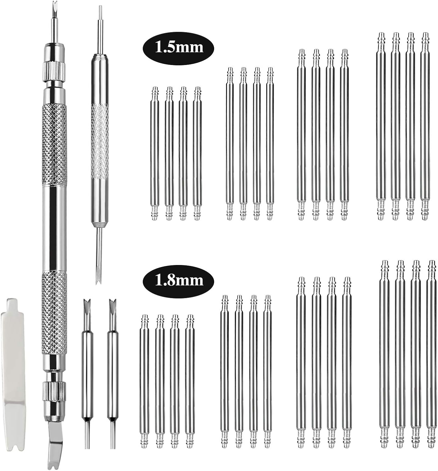 EFIXTK Spring Bar Tool,Watch Band Tool Set, Watch Wrist Bands Strap Removal Repair Fix Kit with Extra 3 Tips Pins & 32PCS Heavy Duty 316 Stainless Steel Pins: Watches