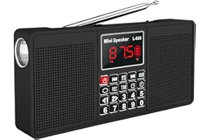 Leting Portable Radio with Bluetooth Speakers,Radios Porable AM FM Radio with 2 * 3W Stereo Speakers,Rechargeable Battery Operated Portabe Radio,Alarm Clock&Flashlight,Tape C& AM FM Radio (Black)