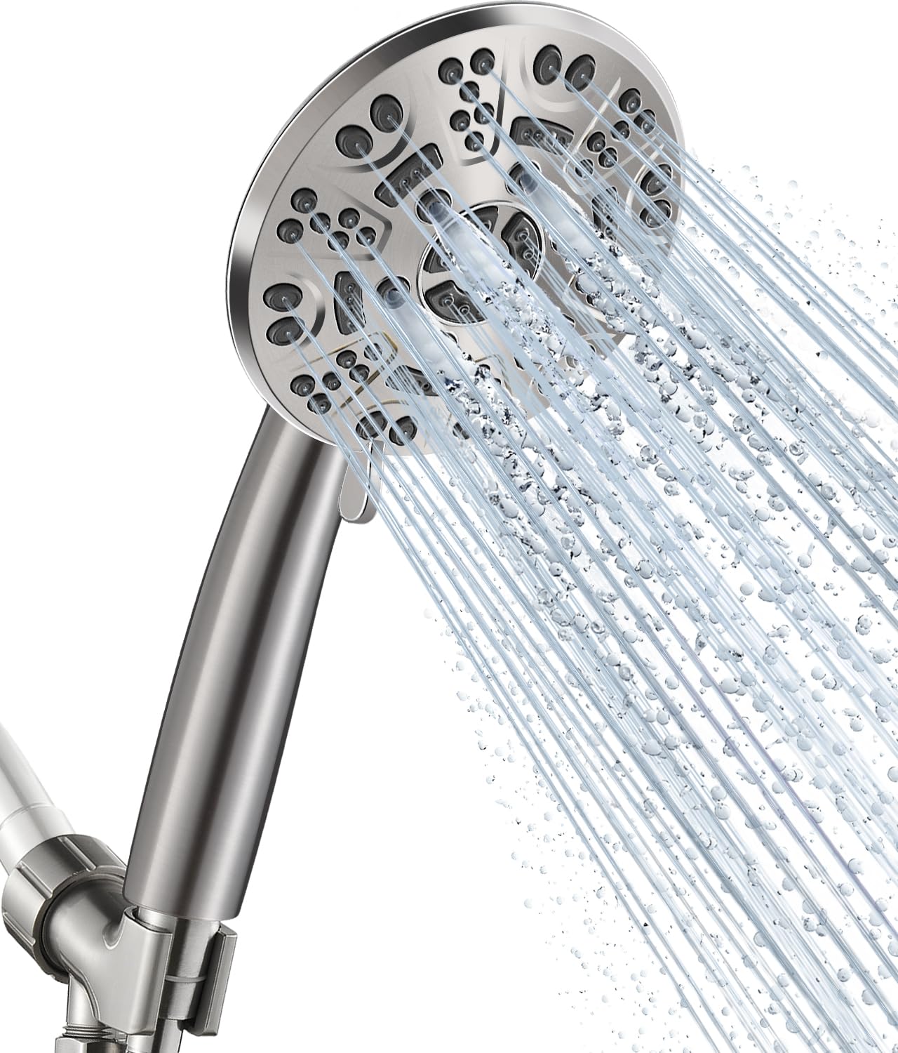 Photo 1 of Cobbe High Pressure 8 Functions Shower Head with handheld - Powerful Detachable Shower Head Set for Low Water Pressure - Tool-less 1-Min Installation, Extra Long Stainless Steel Hose (Brushed Nickel)