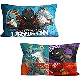 How to Train Your Dragon Kids Pillowcase 2 Pack EXPRESSIONS Reversible Soft & Durable – Standard Size 20” x 30” – Fun Double-