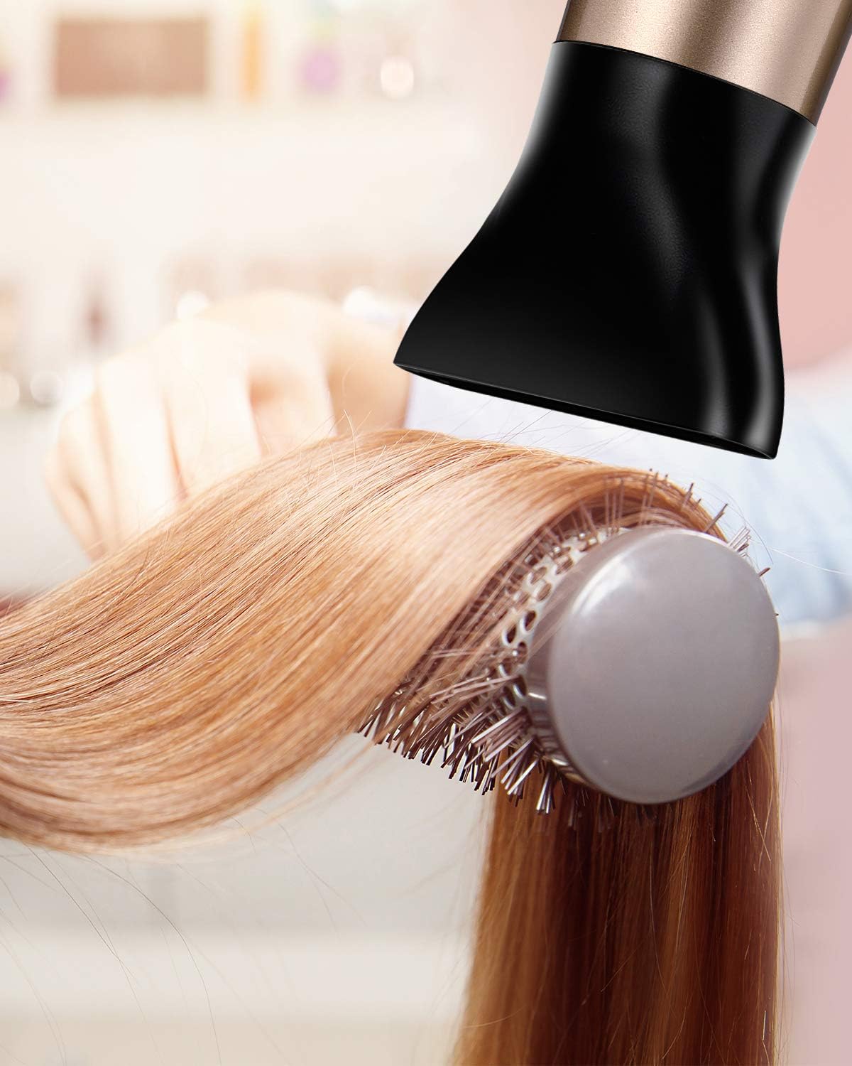 KIPOZI 1875W Hair Dryer, Negative Ionic Blow Dryer, Salon Grade Powerful Hairdryer with Concentrator&Diffuser, 2 Speed and 3 Heat Settings, Lightweight and Quiet /Packaging Vary (Golden Black): Health & Personal Care