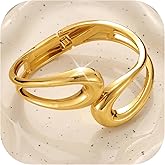 ZOVOLI 3Pcs Chunky Gold Bangle Bracelets for Women Gold Plated Big Stackable Bangles Set Trendy Statement Cuff Bracelet Fashion Jewelry Gifts