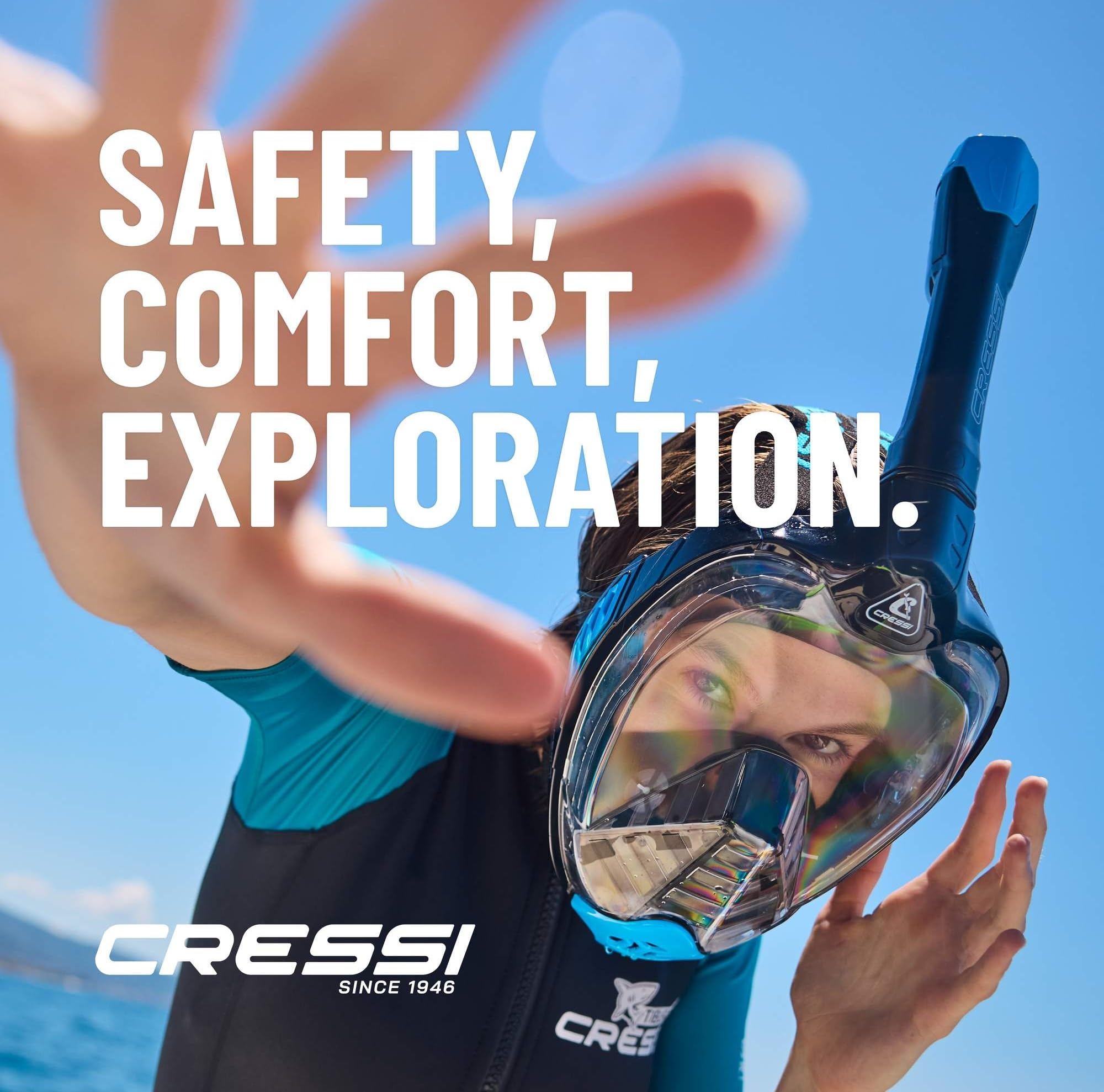 Cressi Bali Vollgesichts-Schnorchelmaske - Co2 Sicher, Ultraklare Polycarbonat-Linse, Taucherbrille Erwachsene mit Schnorchel 7