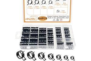 ZDWFDC 84PCS 7-17mm Fuel Line Hose Clamps Spring Clamp Firmware Silicone Vacuum & Automotive Replacement Fastener Sorting Kit, Black Manganese Steel Spring Hose Clamp DD006-b