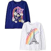 The Children's Place Girls Unicorns,Sports,Butterflies Long Sleeve Graphic T-Shirts,2 Pack