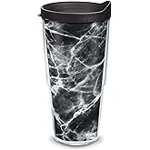 Tervis Black Marble Made in USA Double Walled Insulated Tumbler Travel Cup Keeps Drinks Cold & Hot, 24oz, Classic