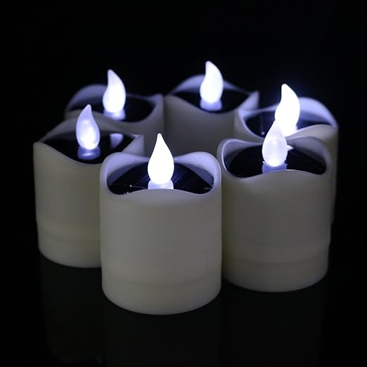 Solar Power Candles for Home Decor, Solar Flameless Flickering Pillar