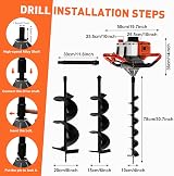 PansyWind 52CC Petrol Earth Auger 2HP Hole Digger 3 Drill Bits 4/6/8" view 7