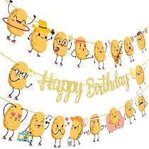 Amazon.com: 3Pcs Potato Happy Birthday Banners Potato Birthday ...