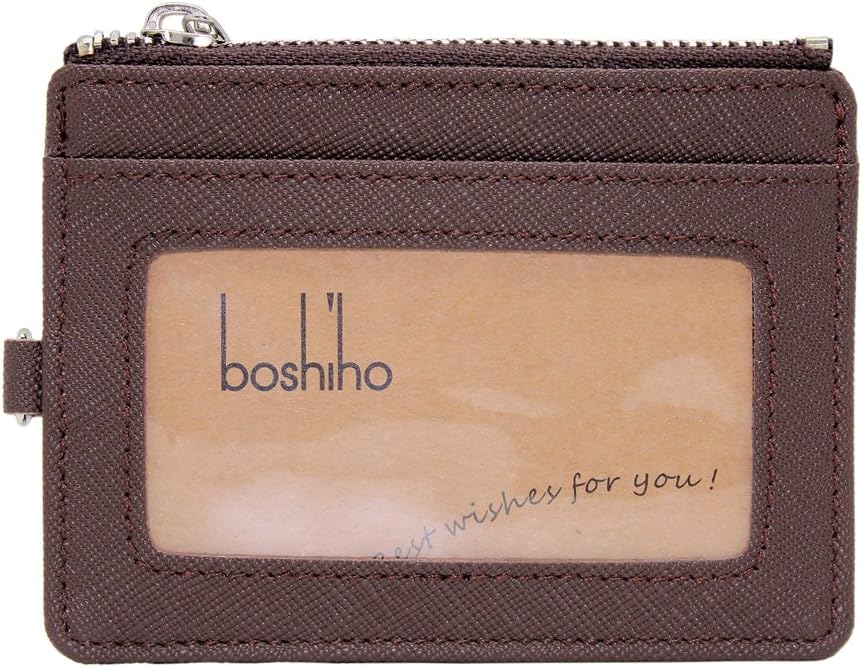 Leather ID Card Badge Holder: Boshiho Faux Leather Office Lanyard Card Holder with Neck Lanyard Strap 1 ID Clear Window Vertical Style (0148-Brown) - Image 4
