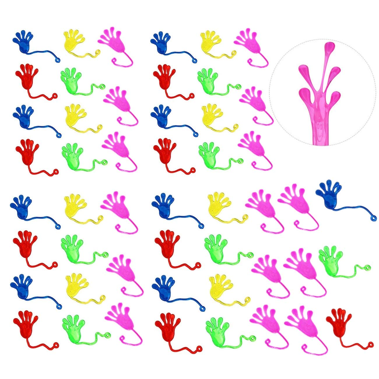 JZK 50 x Colorful sticky hands toys stretchy climbing palms sticky for children party favours kids birthday party bag fillers birthday gift for boys girls