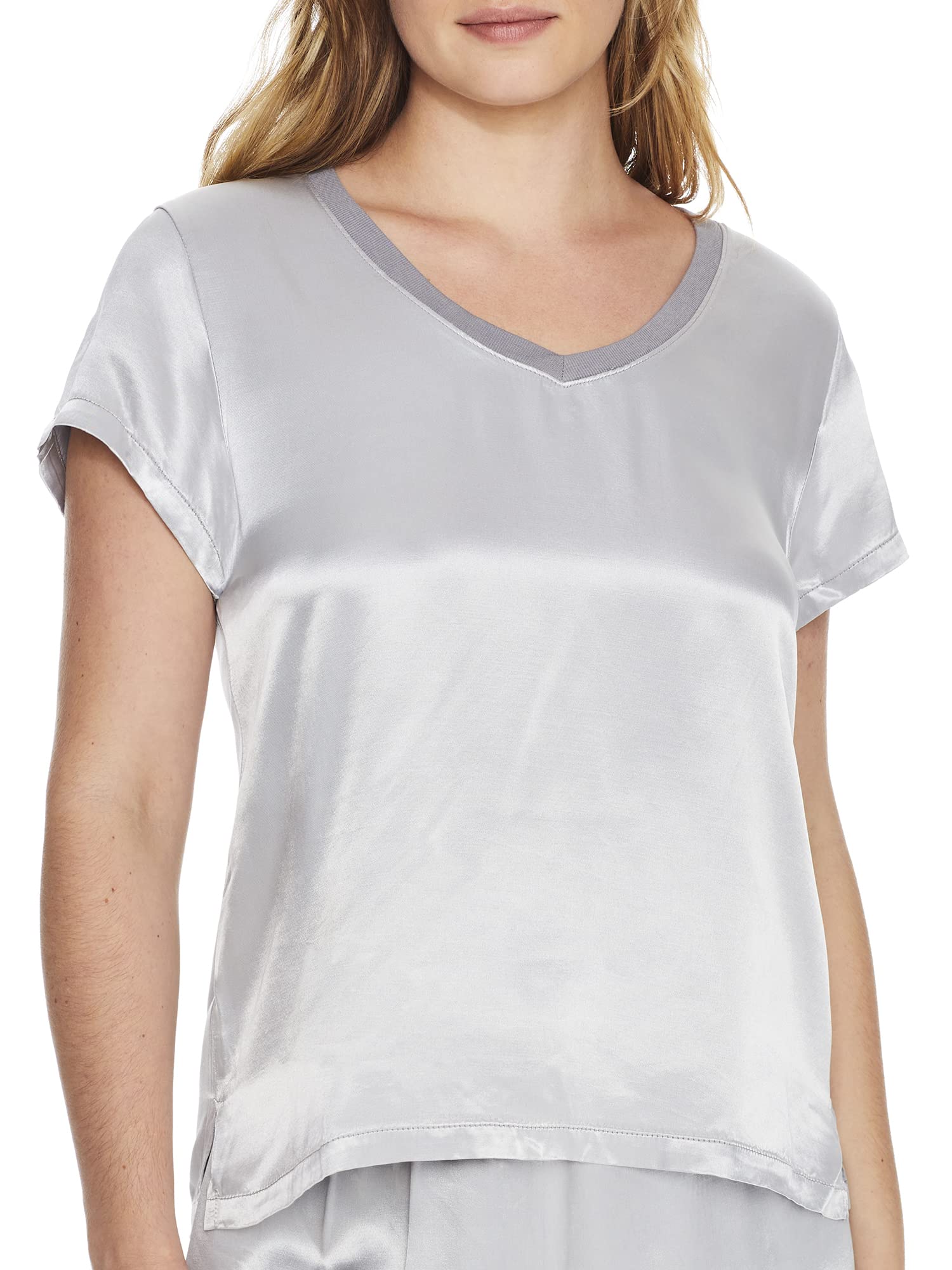 Satin V-Neck Tee
