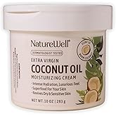 NATURE WELL Hydrate & Soften Coconut Oil Moisturizing Cream for Face, Body, & Hands, Non-Greasy, Intense Hydration & Luxurious Feel, Revives Dry & Sensitive Skin, 10 Oz