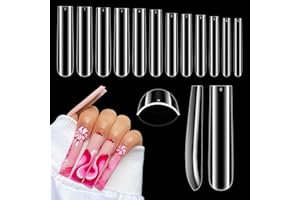 QUAFEREN 504PCS Clear Square Nail Tips for Acrylic Nails Professional, XXL/XXXL Extra Long Tapered Square Straight Acrylic Nail Tips, Full Cover No C Curve False Nail Extension Tips for Manicure Salon Nail Art