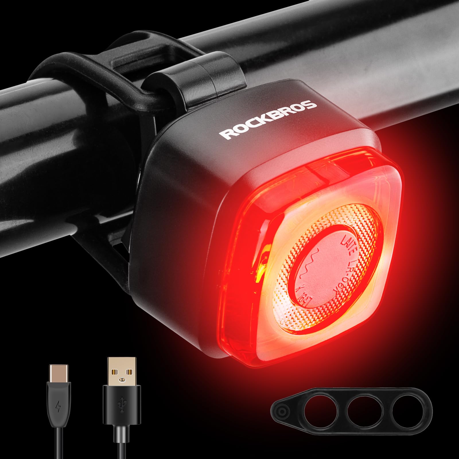 ROCKBROS LED Rear Bike Light, Rear Light Bicycle MTB Light, USB Rechargeable, StVZO Certificate, IPX5 Waterproof