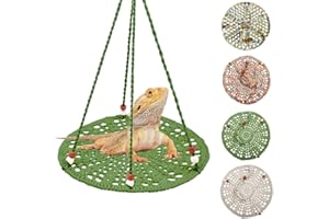 WEVONIGU Reptile Hammock Swing Bearded Dragon Guinea Pig Rest Bed Habitats Supplies Climbing Terrarium for Lizard Leopard Gecko Parrots Parakeet Cockatiel Rats Snake Hamster Squirrel Chameleon Small Birds