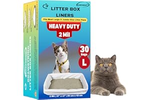 CHEFNENO Cat Litter Box Liners Drawstring Large (30 Bags) 37" x 18" Scratch Resistant Extra Heavy 2 Mil Litter Tray Cat Box Liner Bags (30 Count, Large)