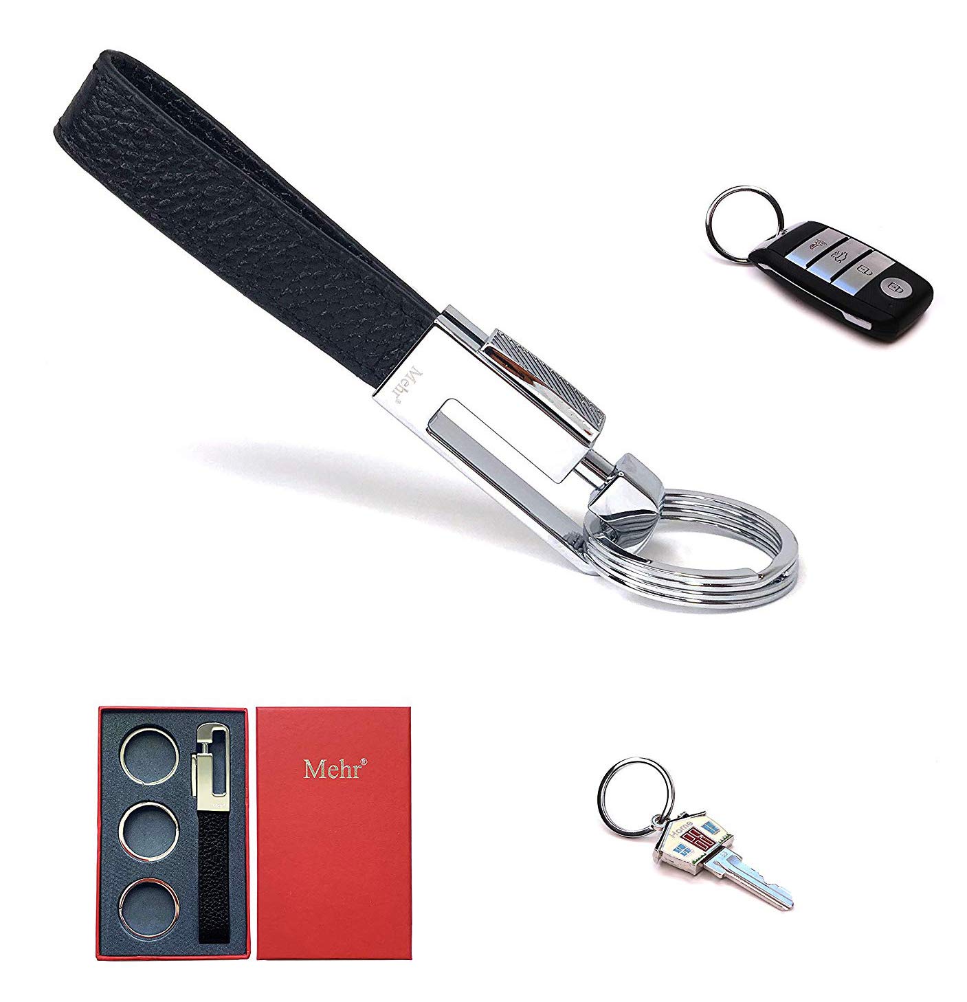 Mehr Keychain Leather Detachable Key Ring Holder, Valet Key Chain for