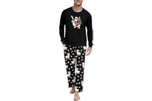 PrinStory Men's Pajama Set Lightweight Pj Sets Long Sleeve Top and Pants Sleepwear Pajamas for Sleeping and Lounge