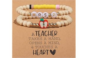 Korotho Personalized Teacher Bracelets Gifts for Women, 2 Pcs - Teachers' Day, Birthday, Christmas & Retirement Gifts