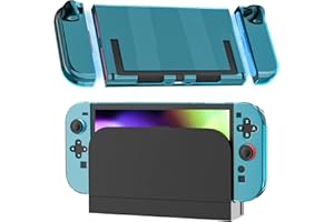 RHOTALL [Upgraded Version Easily Dock] Clear Blue Dockable Case for Nintendo Switch 2 2025,Protective Hard PC Shell,Slim Transparent Cover with Detachable joycon Compatible with Switch 2