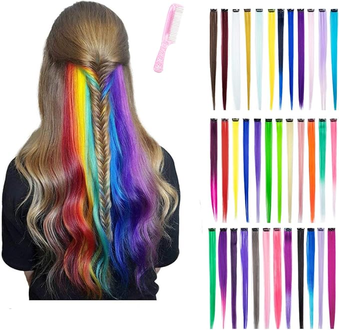 ZAIQUN 22 Inch Colorful Tape in Hair Extensions,Multicolors Party